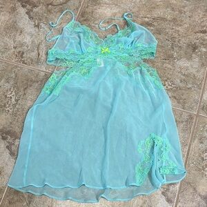Victoria's Secret Aqua and Lime Chemise
